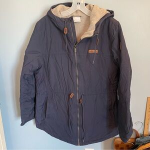 Women’s Columbia chatfield hill jacket XL fleece lined Navy Hooded Jacket